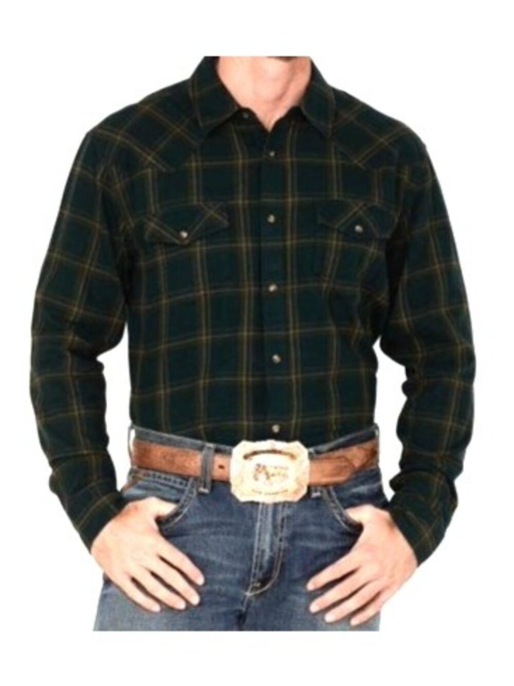 Cody James Western Flannel Shirt XL Yucca Valley Plaid Print Pearl Snap Mens
